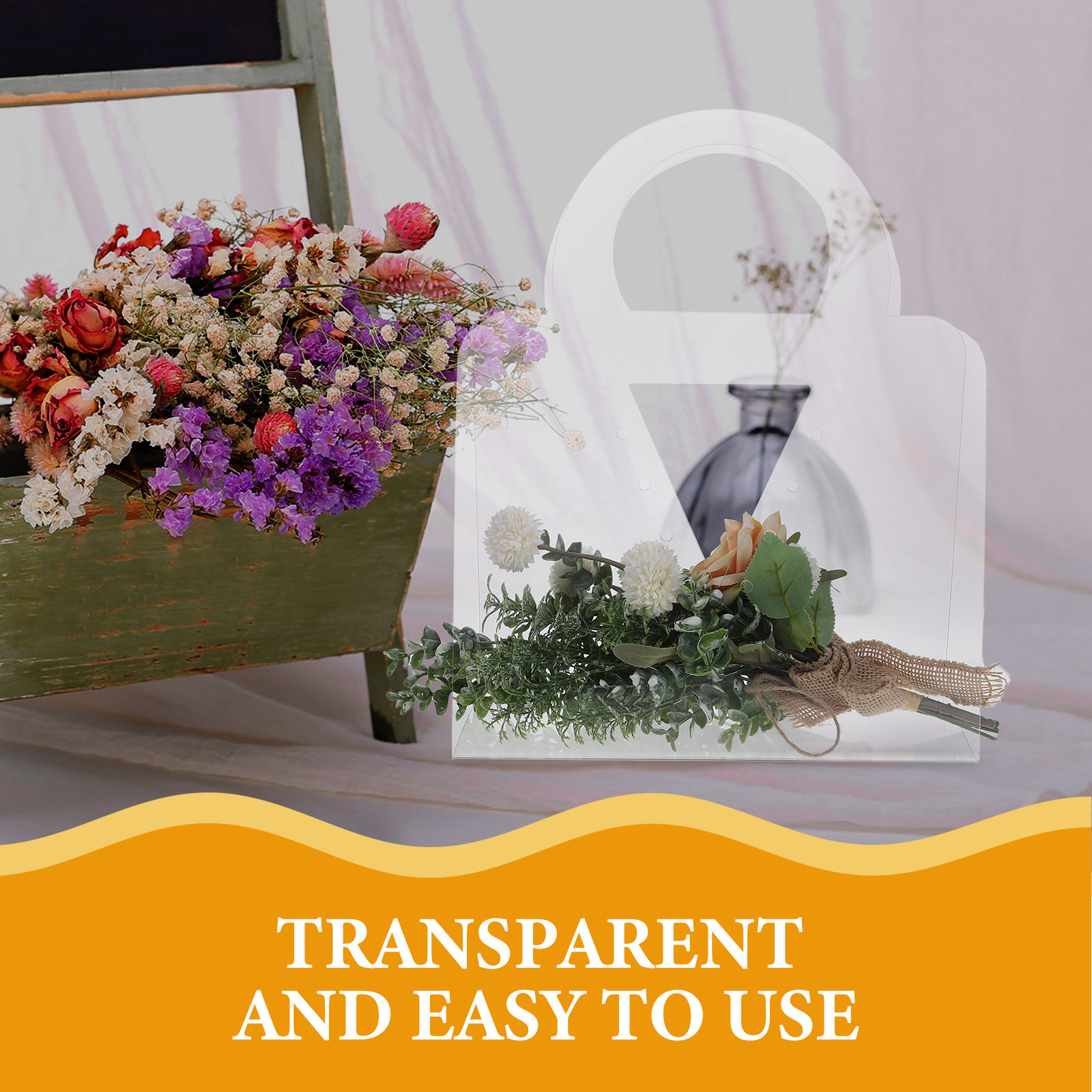 Florist Supply Shop - 4Pcs Clear Bouquet Gift Bags with