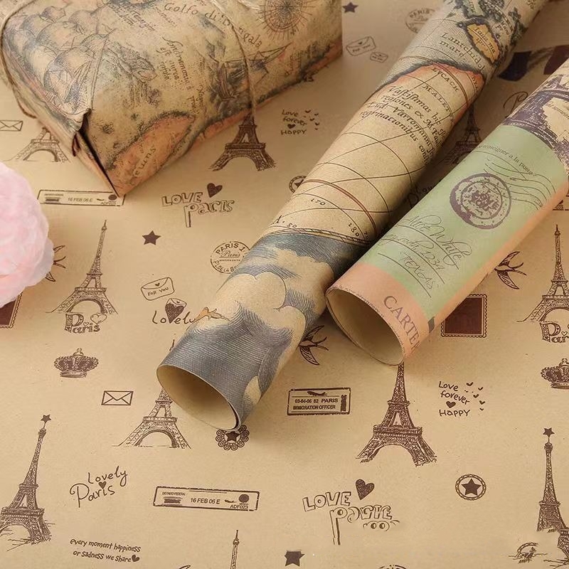 Vintage Newspaper Wrapping Pap - огляд і ціна Flower Wrap Kraft