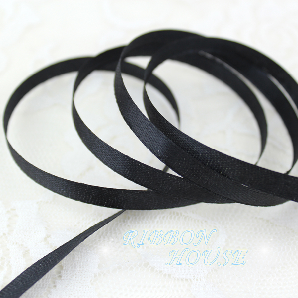(25 Yards/Roll) 1/4' (6mm) Bla - огляд і ціна Ribbon Wired Satin