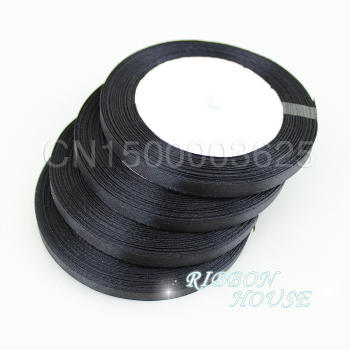 (25 Yards/Roll) 1/4' (6mm) Bla - огляд і ціна Ribbon Wired Satin