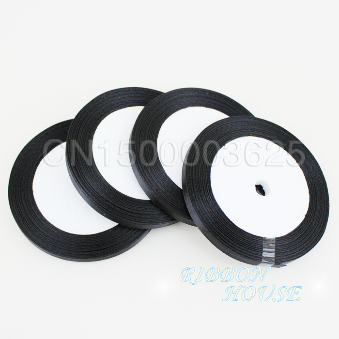 (25 Yards/Roll) 1/4' (6mm) Bla - огляд і ціна Ribbon Wired Satin