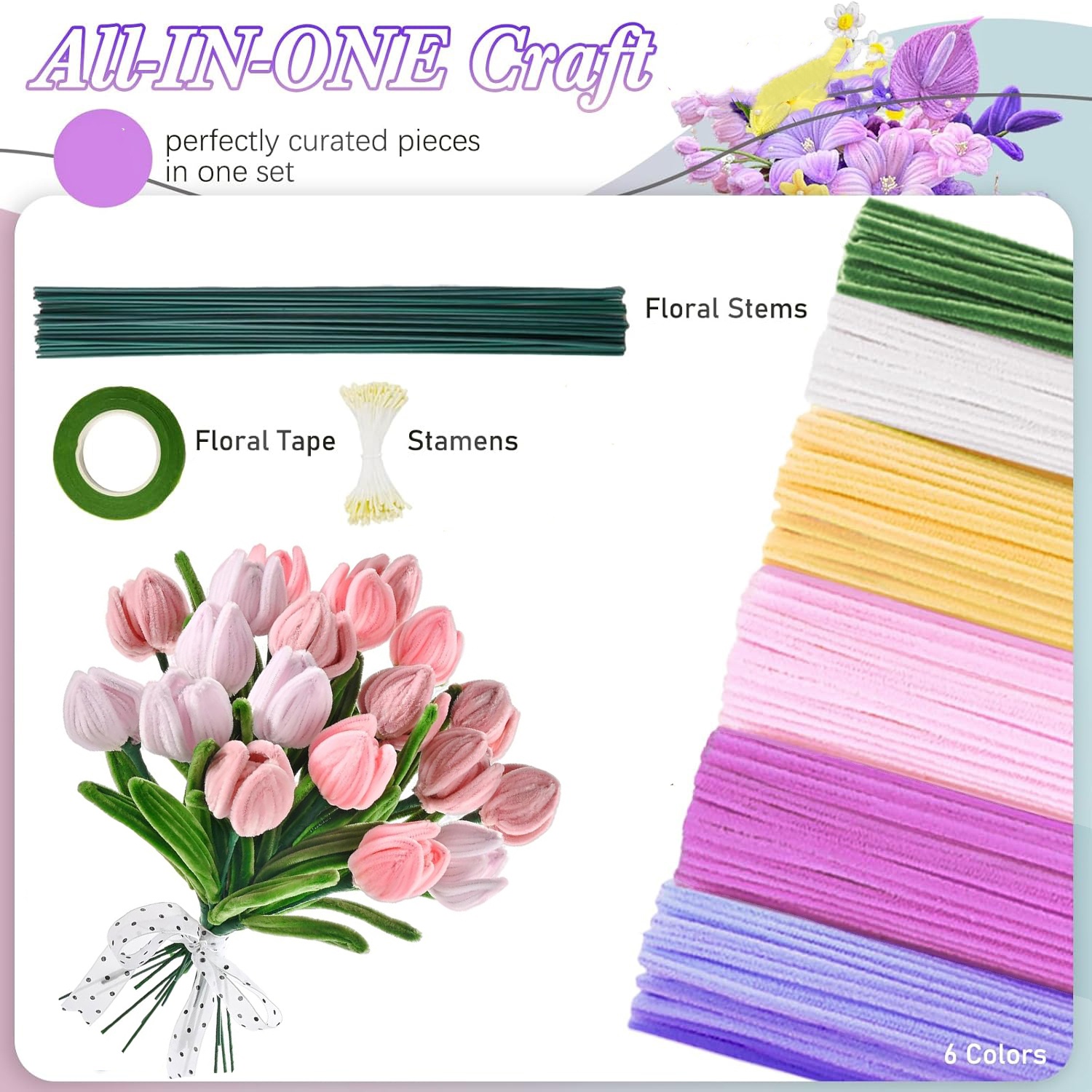 500 Pcs Pipe Cleaners Flower K - огляд і ціна Floral Tape Green