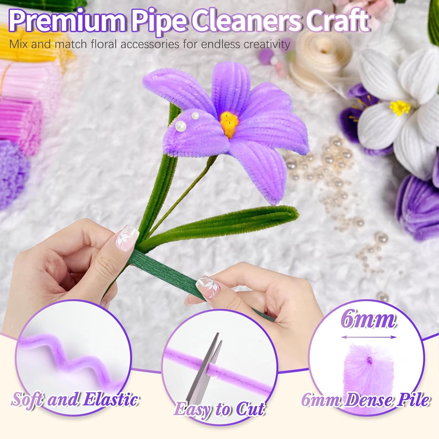 500 Pcs Pipe Cleaners Flower K - огляд і ціна Floral Tape Green