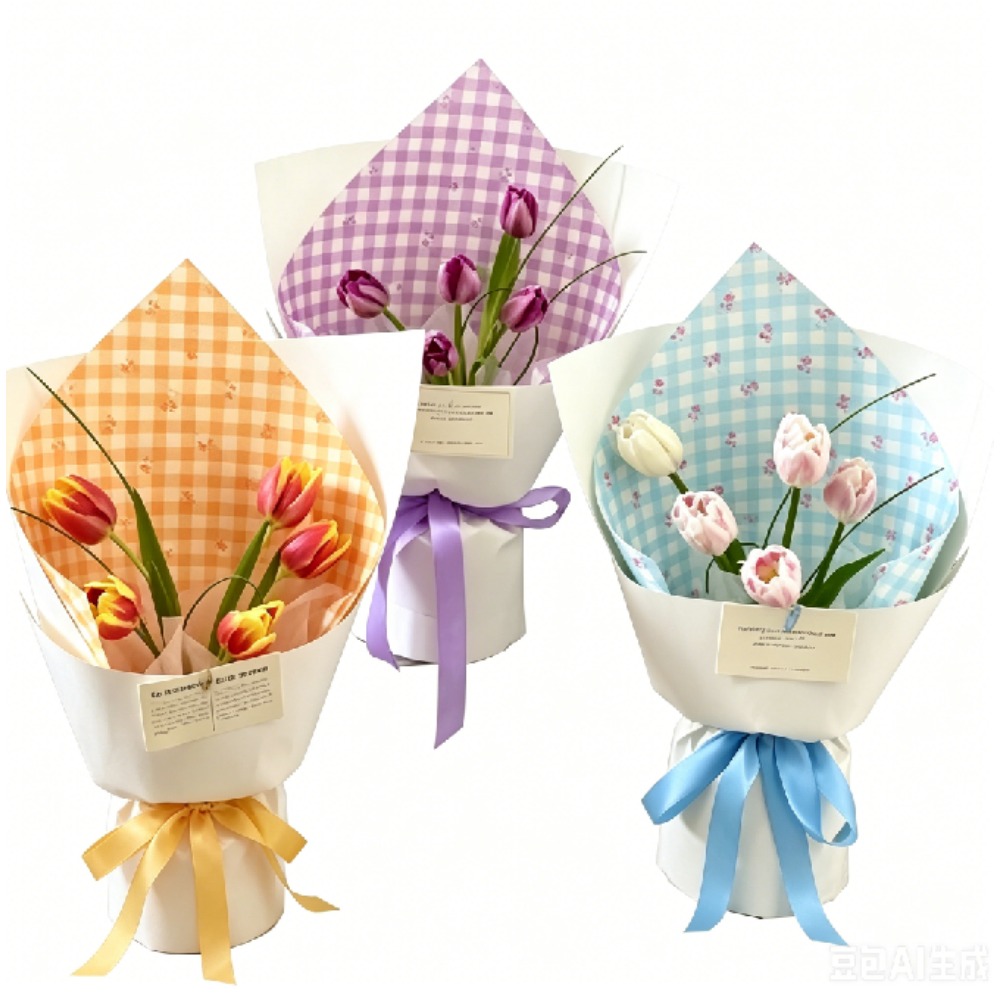 Rose Grid Print Thick White Kr - огляд і ціна Flower Wrap Kraft