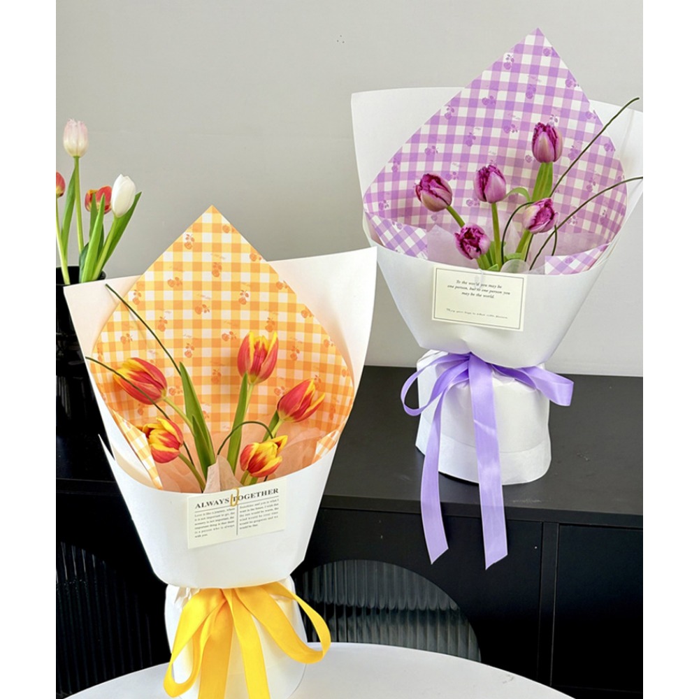 Rose Grid Print Thick White Kr - огляд і ціна Flower Wrap Kraft