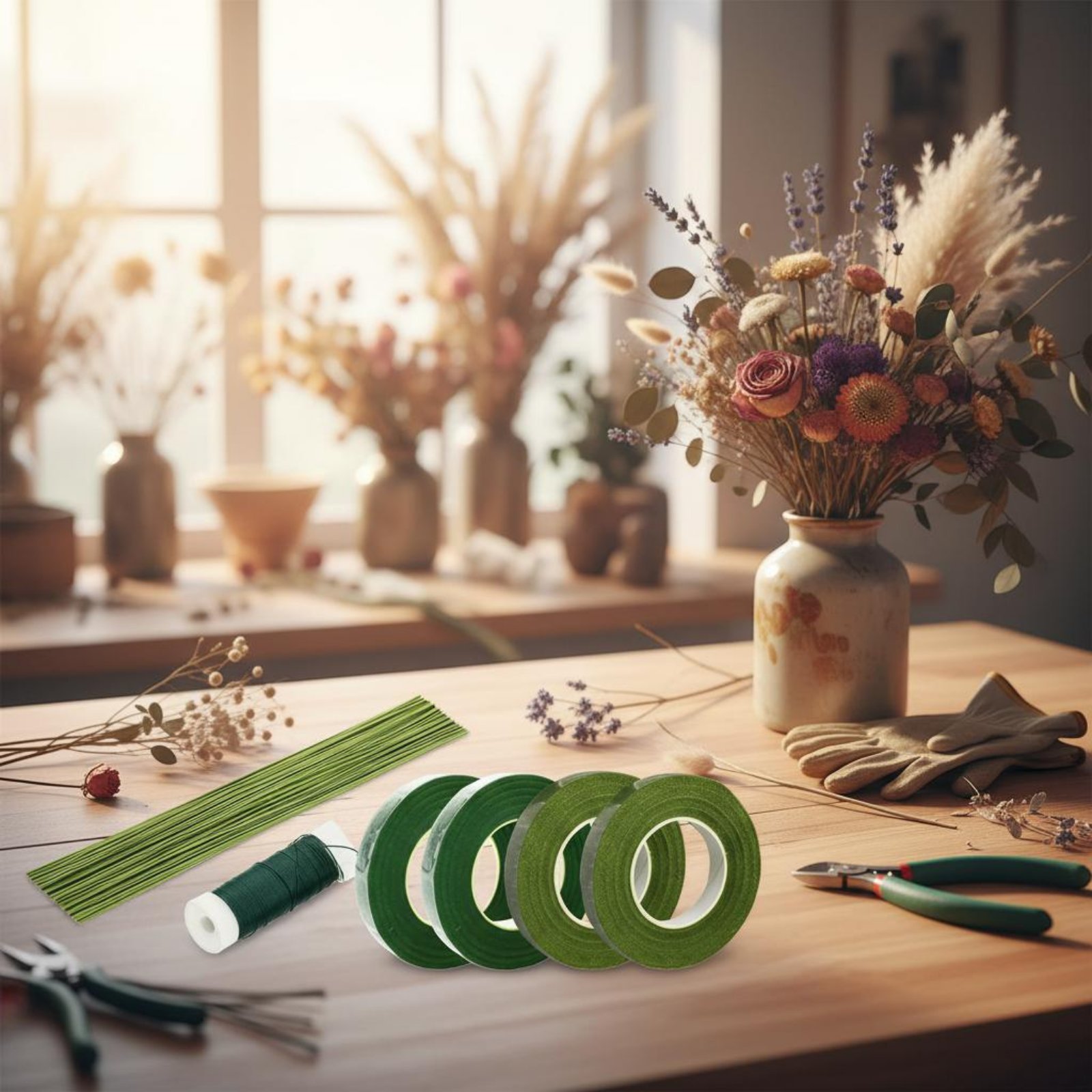 Floral Arrangement Making Kit  - огляд і ціна Floral Tape Green
