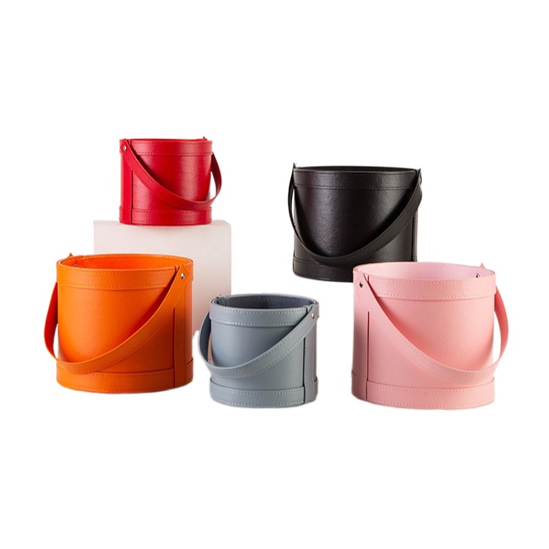 Portable Leather Round Gift Bo - огляд і ціна Florist Supply Buckets